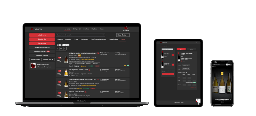 aplicación Winerim en diferentes dispositivos